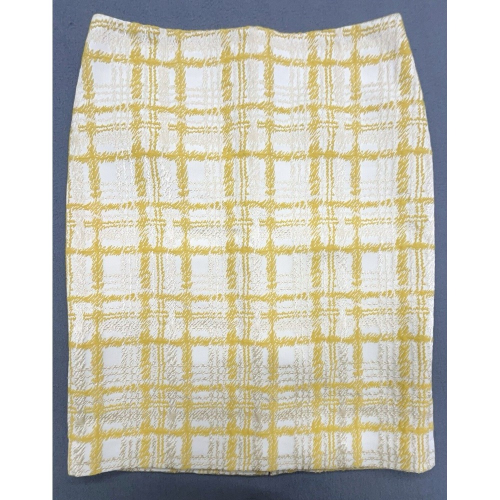 Talbots Skirt 4 Yellow Gold Plaid Tapestry Pencil Career Office Work‎ Preppy